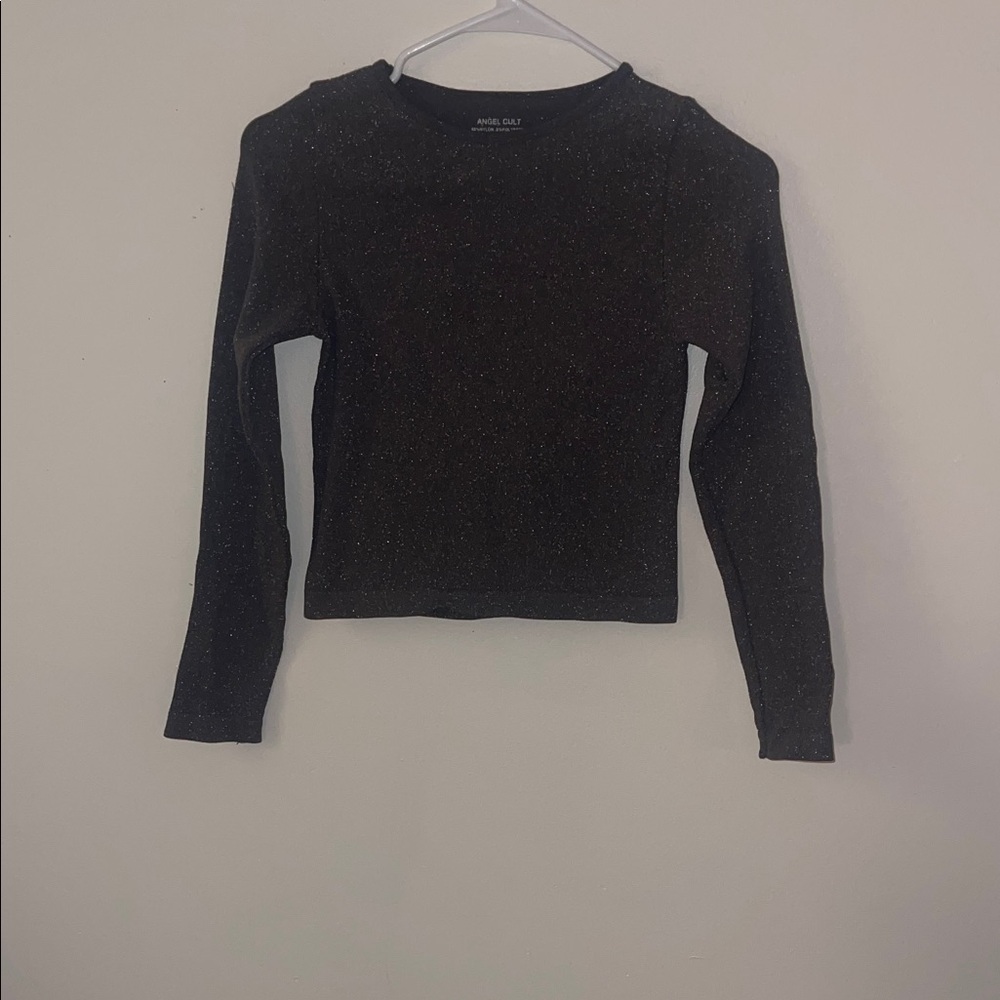 Sparkle mauve Long Sleeve cropped Top by angel culy